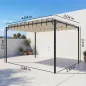 Pérgola de Jardín 3x4 m con Protección UPF 50+ Gazebo con Techo Ajustable Estructura de Metal para Exterior Crema