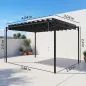 Pérgola de Jardín 3x4 m con Protección UPF 50+ Gazebo con Techo Ajustable Estructura de Metal para Exterior Gris Oscuro