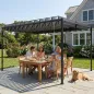 Pérgola de Jardín 3x4 m con Protección UPF 50+ Gazebo con Techo Ajustable Estructura de Metal para Exterior Gris Oscuro
