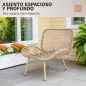 Conjunto de Muebles de Jardín de Rattán de 4 Piezas con Cojines Sofá 2 Sillones y Mesa de Centro Beige