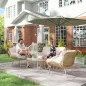 Conjunto de Muebles de Jardín de Rattán de 4 Piezas con Cojines Sofá 2 Sillones y Mesa de Centro Beige