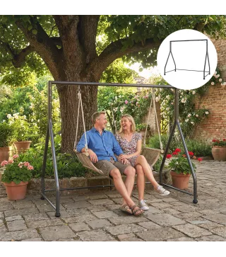 Soporte para Columpio de Acero Estructura de Columpio de 2 y 3 Asientos Carga 360 kg 210x117x175 cm Negro