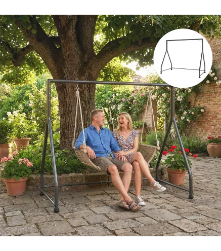 Soporte para Columpio de Acero Estructura de Columpio de 2 y 3 Asientos Carga 360 kg 210x117x175 cm Negro
