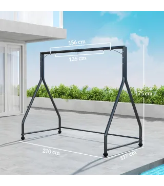 Soporte para Columpio de Acero Estructura de Columpio de 2 y 3 Asientos Carga 360 kg 210x117x175 cm Negro