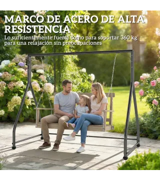 Soporte para Columpio de Acero Estructura de Columpio de 2 y 3 Asientos Carga 360 kg 210x117x175 cm Negro