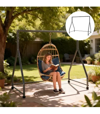 Soporte para Columpio de Acero Estructura de Columpio de 2 y 3 Asientos Carga 360 kg 210x117x175 cm Negro