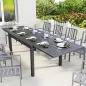 Mesa de Comedor Exterior Extensible 135/270 cm para 6-10 Personas de Aluminio con Tapa de Listones Gris Oscuro