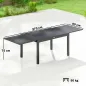 Mesa de Comedor Exterior Extensible 135/270 cm para 6-10 Personas de Aluminio con Tapa de Listones Gris Oscuro