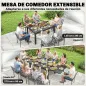 Mesa de Comedor Exterior Extensible 135/270 cm para 6-10 Personas de Aluminio con Tapa de Listones Gris Oscuro
