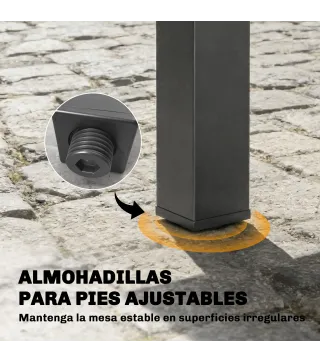 Mesa de Comedor Exterior Extensible 135/270 cm para 6-10 Personas de Aluminio con Tapa de Listones Gris Oscuro