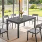 Mesa de Comedor Exterior Extensible 135/270 cm para 6-10 Personas de Aluminio con Tapa de Listones Gris Oscuro