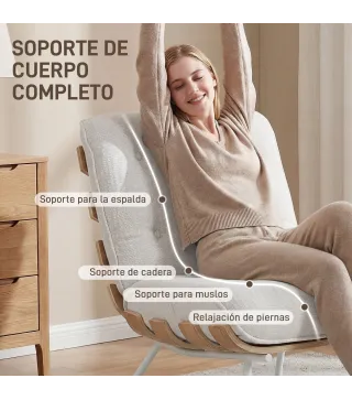 Butaca de Salón Tapizada en Lino con Asiento Acolchado Soporte con Listones Estructura de Acero Crema