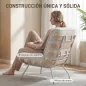 Butaca de Salón Tapizada en Lino con Asiento Acolchado Soporte con Listones Estructura de Acero Crema