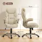 Silla de Oficina con Masaje Vibratorio de 4 Puntos Calor Lumbar Brazos Abatibles Respaldo Alto Altura Ajustable Crema