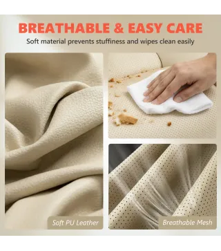 Silla de Oficina con Masaje Vibratorio de 4 Puntos Calor Lumbar Brazos Abatibles Respaldo Alto Altura Ajustable Crema