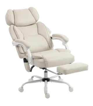 Silla de Escritorio Reclinable con Masaje Vibratorio de 6 Puntos Calor Lumbar Reposacabezas Ajustable Reposapiés 70x75,5x122,5 c