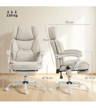 Silla de Escritorio Reclinable con Masaje Vibratorio de 6 Puntos Calor Lumbar Reposacabezas Ajustable Reposapiés 70x75,5x122,5 c