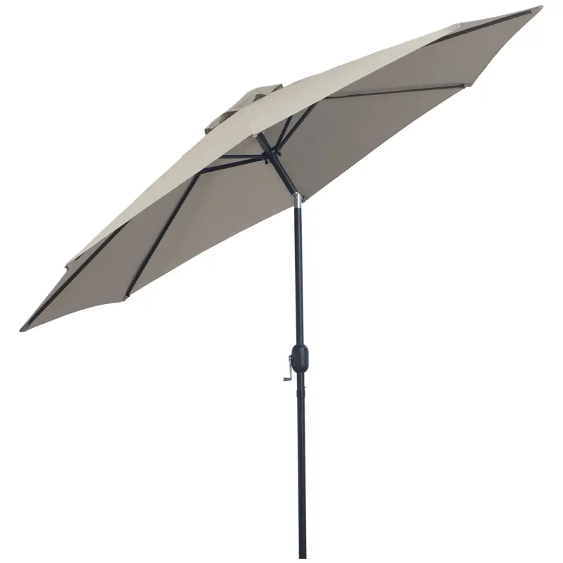 Sombrilla de Jardín Ø295x250 cm con Manivela Parasol Exterior con Mecanismo de Inclinación y Poste Desmontable de Metal para Ter