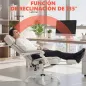 Silla de Escritorio Reclinable con Masaje Vibratorio de 6 Puntos Calor Lumbar Reposacabezas Ajustable Reposapiés Crema
