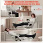 Silla de Escritorio Reclinable con Masaje Vibratorio de 6 Puntos Calor Lumbar Reposacabezas Ajustable Reposapiés Crema