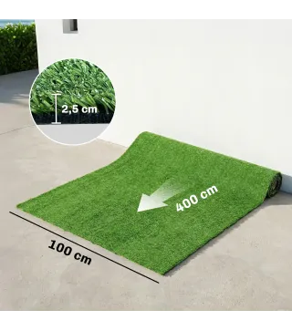 Césped Sintético 1m x 4m Alfombra Césped Artificial con Altura de Hierba 10 mm Drenaje Automático Verde
