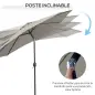 Sombrilla de Jardín Ø295x250 cm con Manivela Parasol Exterior con Mecanismo de Inclinación y Poste Desmontable de Metal para Ter