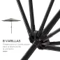 Sombrilla de Jardín Ø295x250 cm con Manivela Parasol Exterior con Mecanismo de Inclinación y Poste Desmontable de Metal para Ter