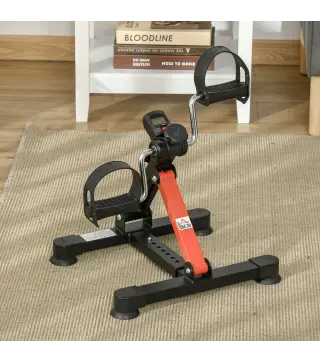 Mini Bicicleta Estática de Ejercicio Pedales Estáticos con Altura y Longitud Ajustables Pantalla LCD Máquina Pedalear de Manos y