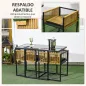 Set de Mesa de Cristal y 2 Sillas de Ratán Sintético con Respaldos Plegables Diseño Anidado con Cojines Natural y Negro