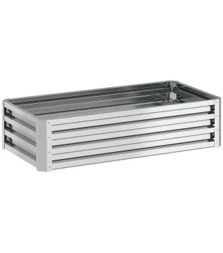 Jardinera Elevada Rectangular de Acero Galvanizado para Cultivar Plantas Flores Hierba 120x60x30,5 cm Plata
