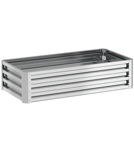 Jardinera Elevada Rectangular de Acero Galvanizado para Cultivar Plantas Flores Hierba 120x60x30,5 cm Plata