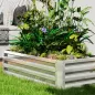 Jardinera Elevada Rectangular de Acero Galvanizado para Cultivar Plantas Flores Hierba 120x60x30,5 cm Plata