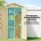 Caseta de Jardín de Madera 93x53x168 cm Armario para Herramientas con 4 Estantes 3 Puertas y Ganchos Madera Natural