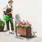 Jardinera Exterior de Madera con Ruedas con Orificio de Drenaje y Tela no Tejida Macetero 60x30x41 cm Marrón Oscuro
