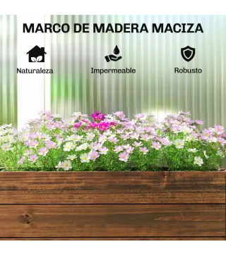 Jardinera Exterior de Madera con Ruedas con Orificio de Drenaje y Tela no Tejida Macetero 60x30x41 cm Marrón Oscuro
