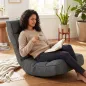 Silla de Suelo Plegable Silla de Lectura Giratoria 360° con Respaldo Ajustable en 5 Posiciones 58x107x79 cm Gris