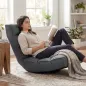 Silla de Suelo Plegable Silla de Lectura Giratoria 360° con Respaldo Ajustable en 5 Posiciones 58x107x79 cm Gris