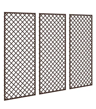 Juego de 3 Enrejados de Jardín de Mimbre Soportes para Plantas Trepadoras con Parte Superior Plana 43x112 cm Natural