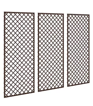 Juego de 3 Enrejados de Jardín de Mimbre Soportes para Plantas Trepadoras con Parte Superior Plana 43x112 cm Natural