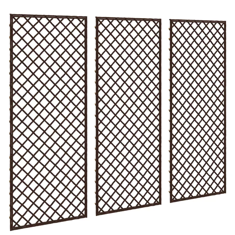 Juego de 3 Enrejados de Jardín de Mimbre Soportes para Plantas Trepadoras con Parte Superior Plana 43x112 cm Natural Juego de 3 Enrejados de Jardín de Mimbre Soportes para Plantas Trepadoras con Parte Superior Plana 43x112 cm Natural