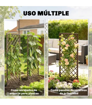 Juego de 3 Enrejados de Jardín de Mimbre Soportes para Plantas Trepadoras con Parte Superior Plana 43x112 cm Natural