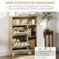 Mueble Zapatero para 8 Pares de Calzado con 2 Cajones Abatibles Armario y Balda 80x25,5x112,5 cm Natural y Blanco