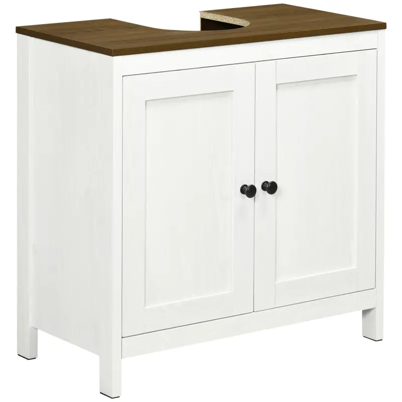 Mueble para Debajo del Lavabo Armario Bajo con 2 Puertas Enmarcadas y Estante Ajustable 60x30x60 cm Blanco