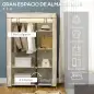 Armario de Tela Plegable Ropero Portátil con 6 Estantes y 1 Barra de Colgar para Dormitorio 103x43x162,5cm Crema