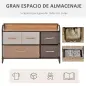 Cómoda para Dormitorio con 5 Cajones Plegables Parte Superior de Madera y Marco Metálico 87,5x29x58 cm Multicolor Cómoda para Dormitorio con 5 Cajones Plegables Parte Superior de Madera y Marco Metálico 87,5x29x58 cm Multicolor