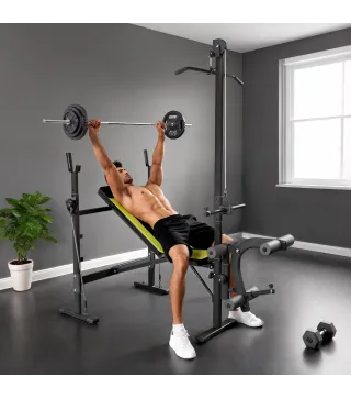 Banco de Pesas Multifuncional Banco de Musculación Reclinable con Altura Ajustable para Fitness Entrenamiento Completo en Gimnas