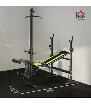 Banco de Pesas Multifuncional Banco de Musculación Reclinable con Altura Ajustable para Fitness Entrenamiento Completo en Gimnas