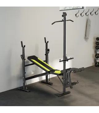 Banco de Pesas Multifuncional Banco de Musculación Reclinable con Altura Ajustable para Fitness Entrenamiento Completo en Gimnas