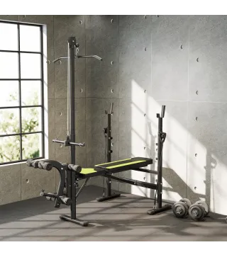 Banco de Pesas Multifuncional Banco de Musculación Reclinable con Altura Ajustable para Fitness Entrenamiento Completo en Gimnas