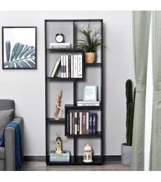 Estantería Moderna Biblioteca Estrecha con 8 Estantes Librería para Salón Dormitorio Estudio 70x24x178 cm Negro